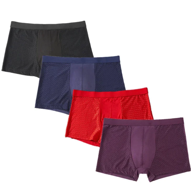 4Pcs/lot Bamboo Fiber Men\'s Boxer Pantie Underpant Plus Size XXXXL Large Size Shorts Breathable Underwear 4XL 5XL 6XL 7XL 8XL