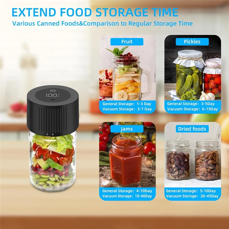 B13C Electric Rechargeable Ball Jar Sealer For Mason Jars, Vacuum Sealing Kit Fits For Regular Mouth& Wide Mouth