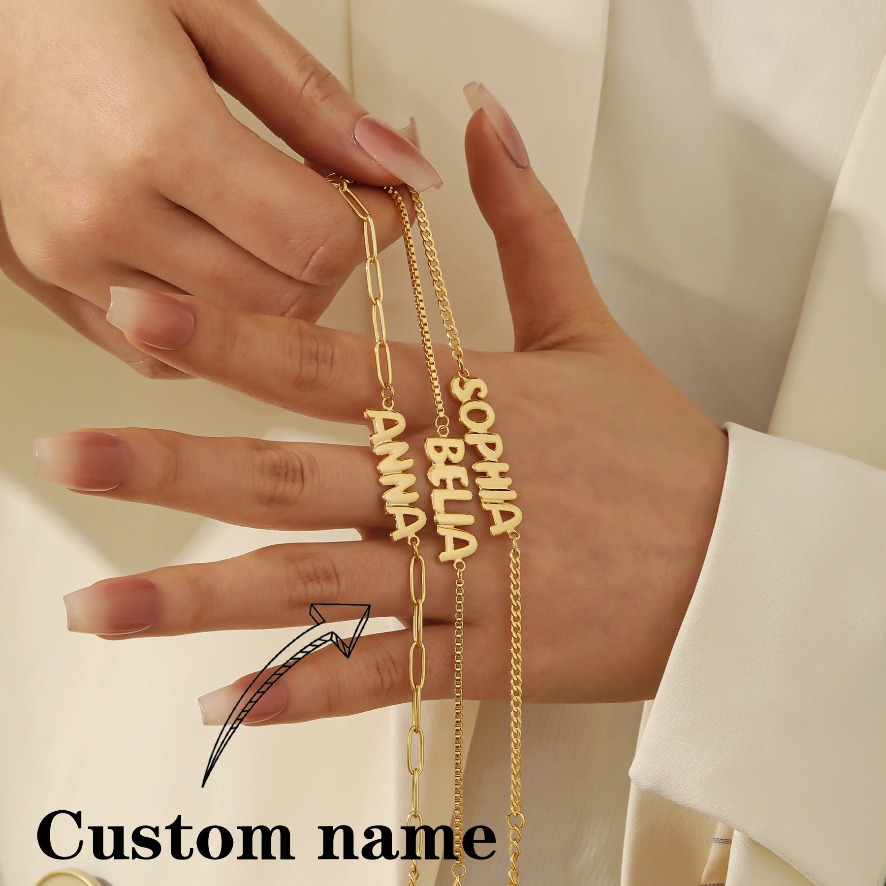 

Браслет с пузырьками и буквами на заказ, позолоченный браслет из нержавеющей стали, милая начальная цепочка, персонализированное имя, ювелирные изделия, Рождественский подарок для девочек