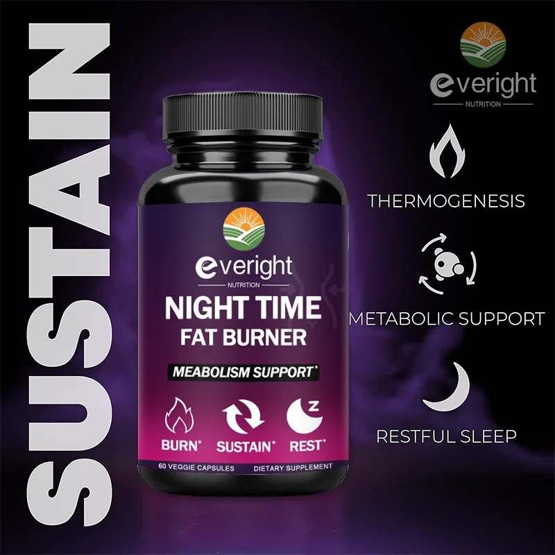 Night Time Fat Burner - Helps with metabolism, sleep quality, weight management and appetite control for Men and Women