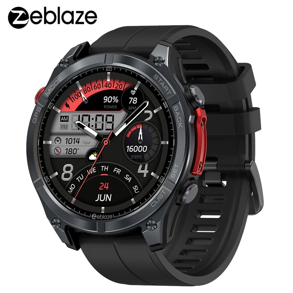

Zeblaze Stratos 4 GPS Outdoor Rugged Smart Watch 5ATM IP69K Waterproof Flashlight Compass 1.43" AMOLED Display Bluetooth Calling