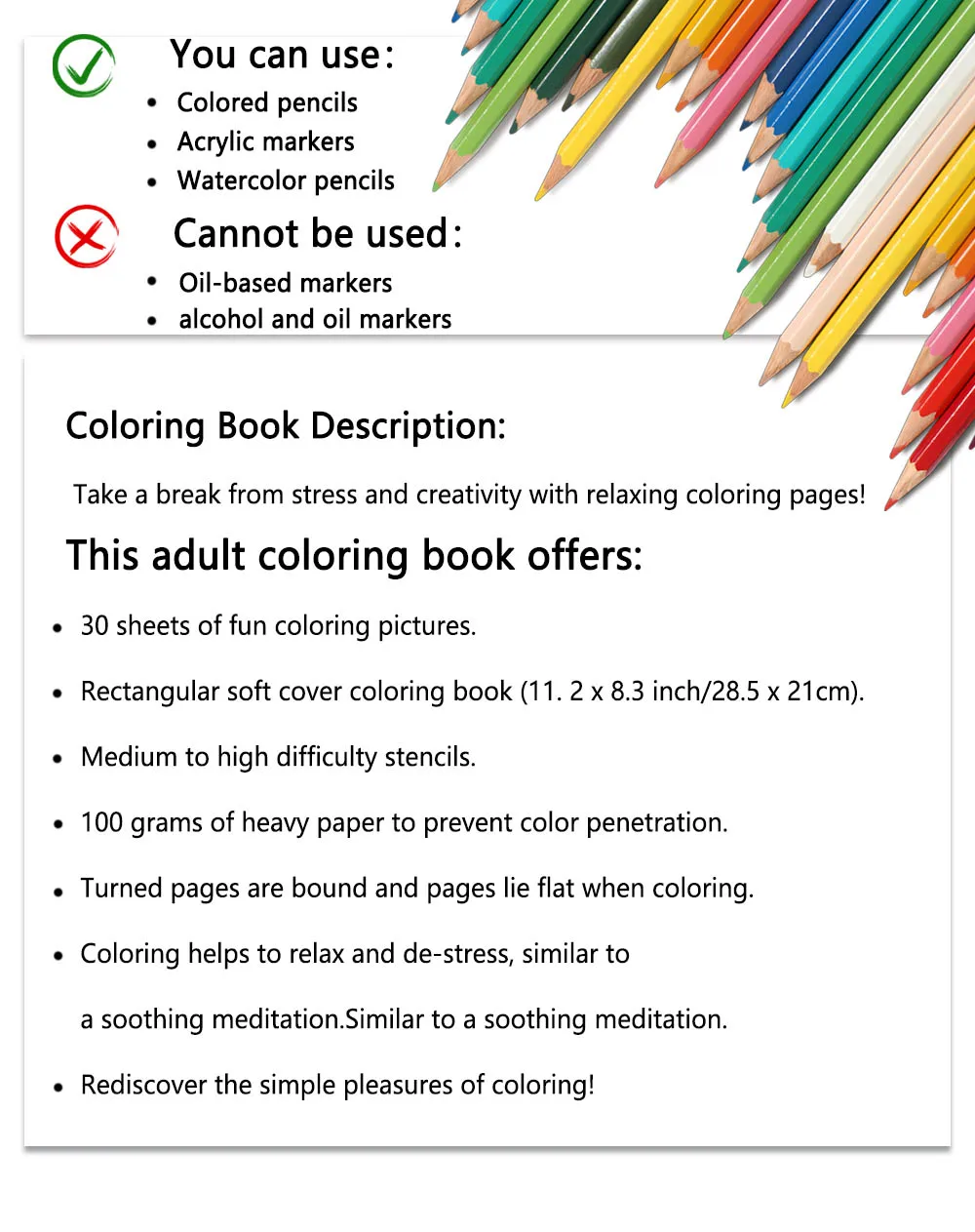 Malbuch für Erwachsene – 30 Blatt, Spiralbindung, speziell für Frauen, 11,2 x 8,3 Zoll, Zeichenbuch, Geburtstagsgeschenk, Geschenk für Feiertagspartys. – Detail 1