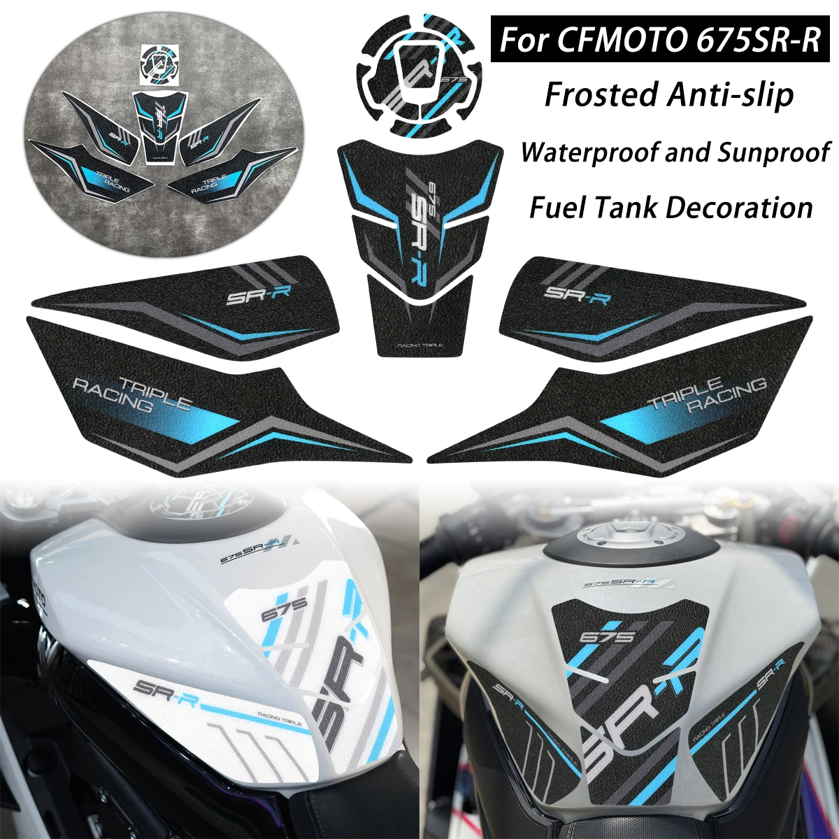 

Для CFMOTO 675SR-R 675SR R наклейки на топливный бак матовый противоскользящий корпус мотоцикла крышка масляного бака модификация мотоциклетная наклейка аксессуары