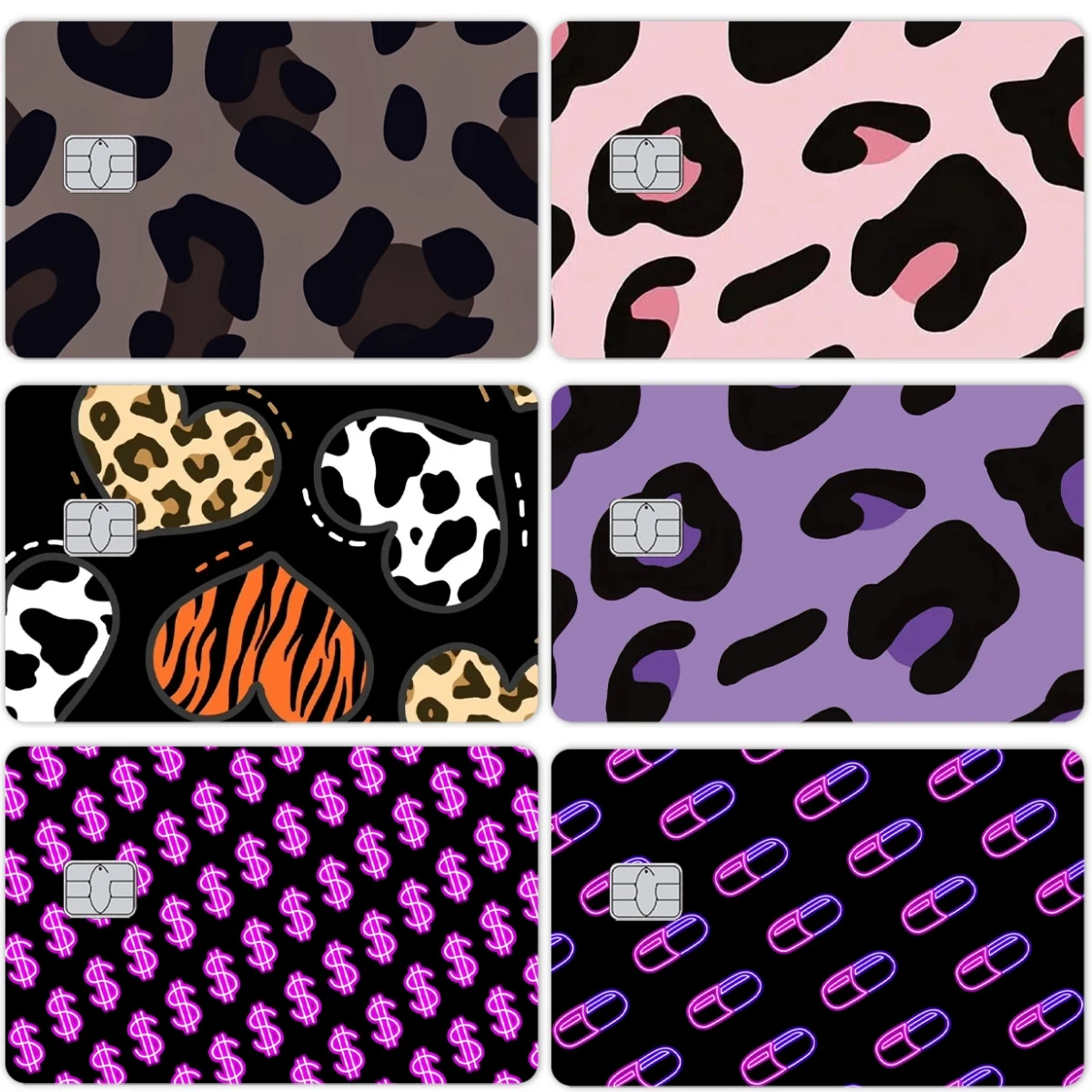 

Fashion Leopard Print Y2k Debit Credit Card Skin Stickers Visa Bank Glitter Shiny Film Protective Sticker Film Decal Decor Toys