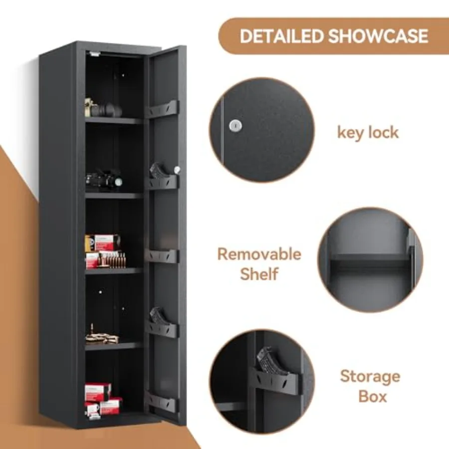 59인치 높이의 가정용 금고, 대용량 캐비닛, 빠른 접근 기능, 조절 가능한 서랍 및 탈착식 선반 포함