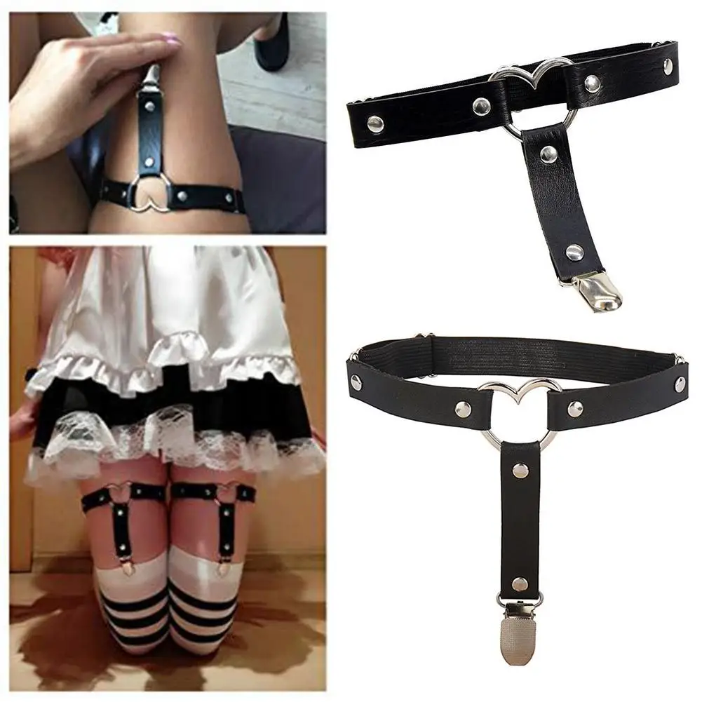 고양이 얼굴 허벅지 루프 다리 루프 조정 미끄럼 방지 버클 클램프 스트랩, 탄성 루프 허벅지 가터 클립 양말 Z0S3