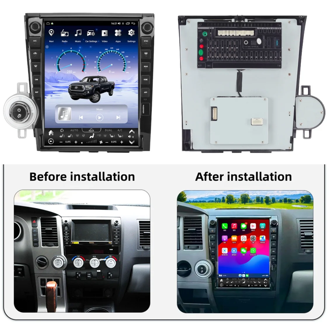 13 pulgadas 8 Core T -esla para Toyota Tundra Sequoia 2007-2011 Radio de coche Multimedia Android 13 reproductor Auto GPS Navi Carplay unidad principal