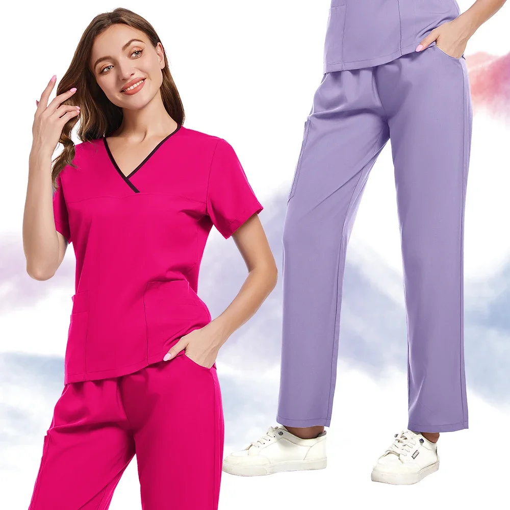 Hot Sell Peeling Anzüge Stretch atmungsaktive Frauen Sets Jogger Pflege Peelings Uniformen Medical Spandex Krankenhaus Peelings Uniformen Sets