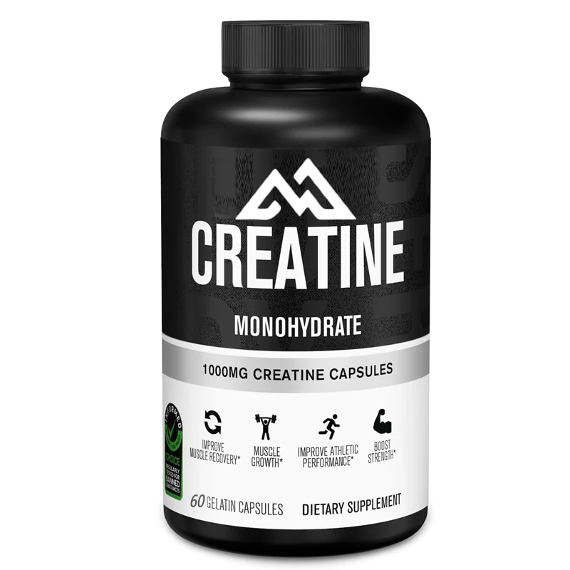 Creatine monohydrate 1000mg capsules - Creatine supplement promotes muscle growth 60 capsules 30 servings vegetarian capsules