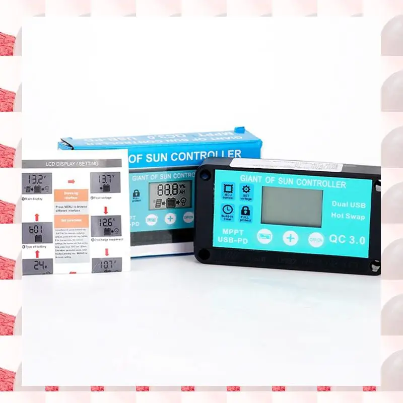 

MPPT Solar Charge Controller 100A Multiple Protection Solar Regulator LCD Screen Fast Charging 3.0 Battery Charger Easy Install