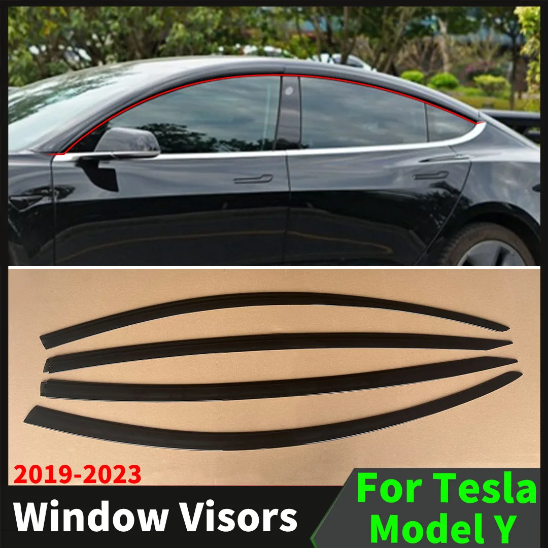 

Window Visors Shade Wind Deflector Rain Guard Brow Tuning Styling Decoration Wide Body Kit 4PCS For Tesla Model Y 2019-2023