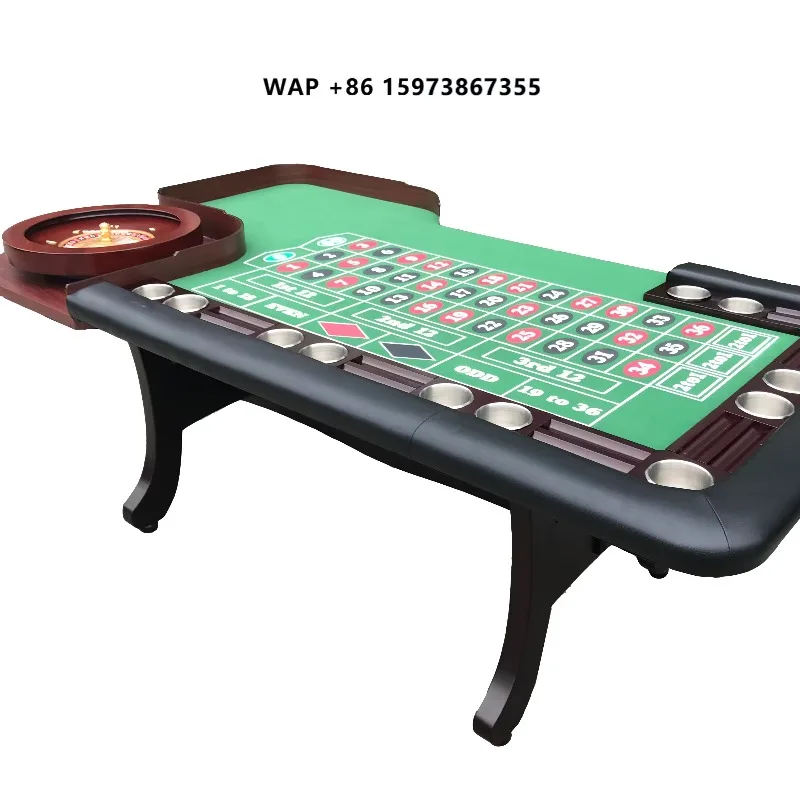 Mesa de Poker Profissional de Cassino em Madeira com Mesa de Roleta de 18 Polegadas, 1 unidade, Personalizável para Jogos de Azar