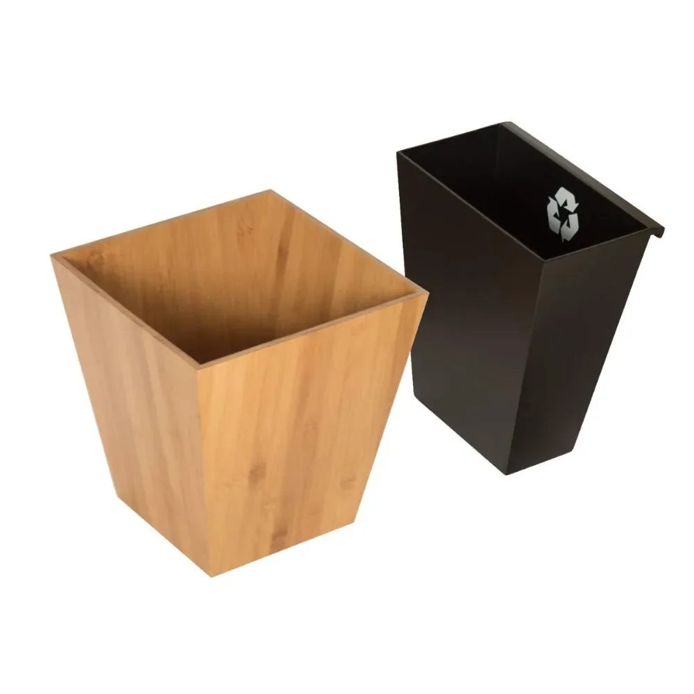 Dual Divided Trash Can with Removable Inner Bin for Separating Trash from Recycling. Great for Home Offices, Desks