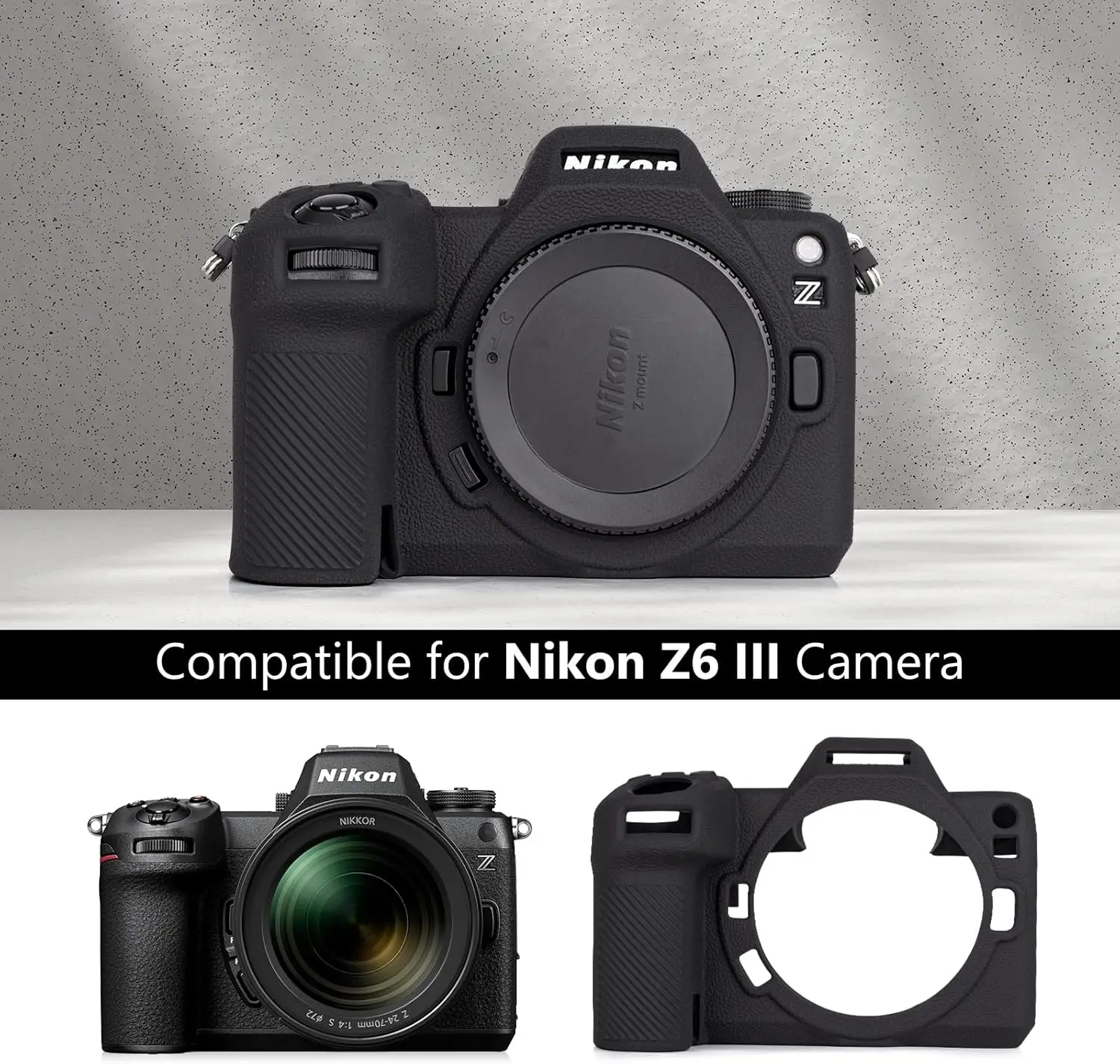 For Nikon Z6III Silicone Armor Skin Case Protective Body Cover Protector Camera Bag Anti-skid Texture Design Z6 III Z63