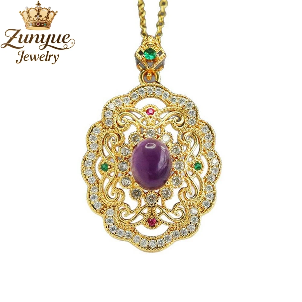 الجمشت الطبيعي Ruyi الجوف التدريجي الماس قلادة فاخرة جودة الأزياء الجميلة مجوهرات رائعة أنيقة سحر شعبية الشباب #5