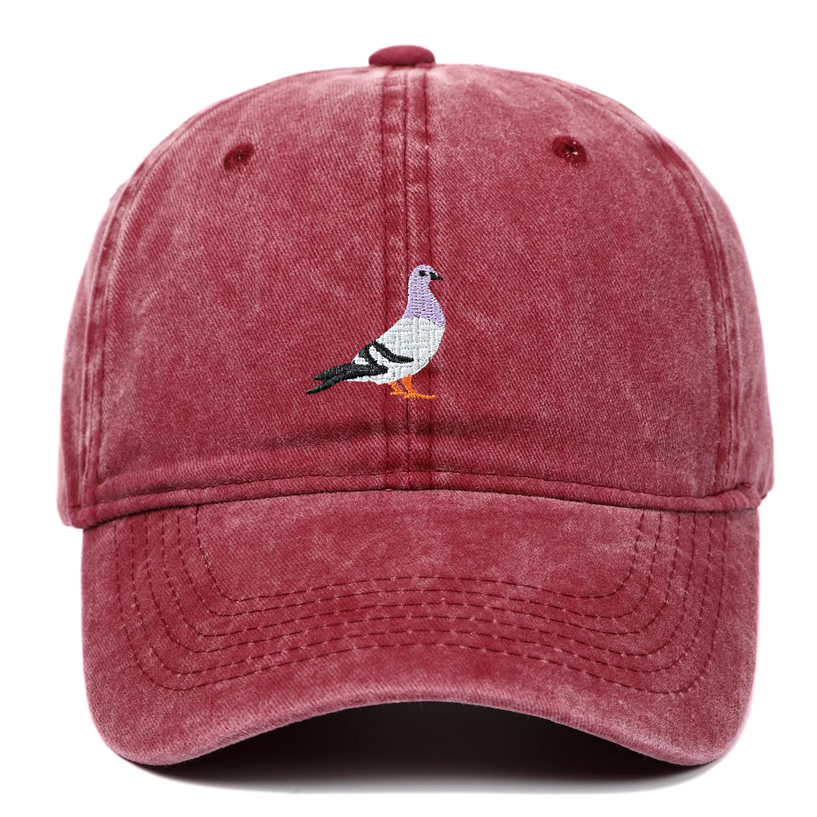 Spring New Pigeon Embroidered Water Washed Sunscreen Sun Hat for Men and Women Outdoor Sports Fishing Sunshade Baseball Hat