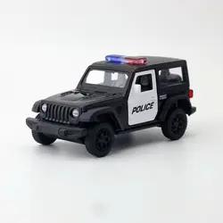 RMZ City Toy Diecast Model 1:36 Scale Jeep Wrangler Rubicon Police Pull Back Car Educational Collection Doors Openable Gift Kid