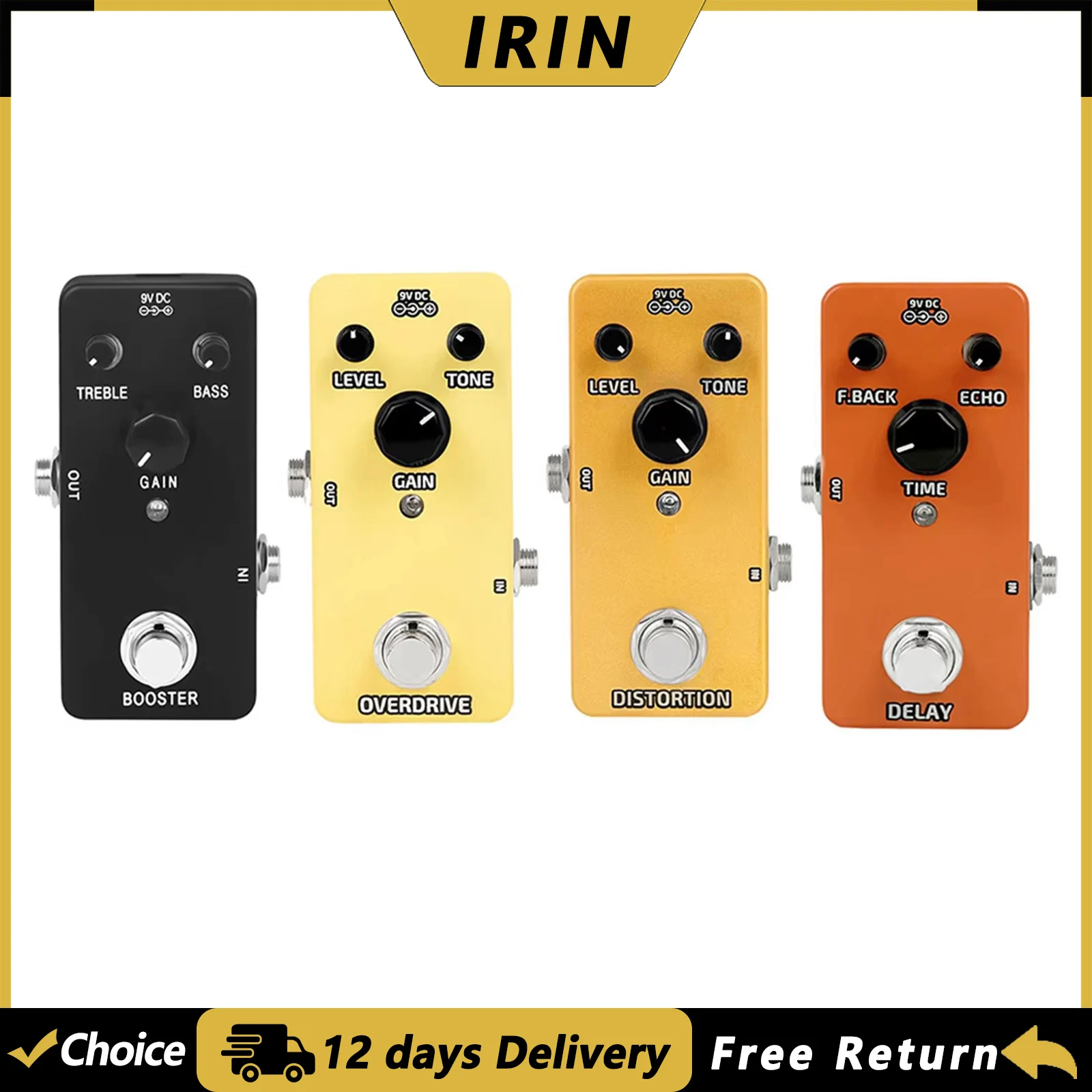 IRIN Guitar Effect Pedal Overdrive Distortion Delay Booster Effect Pedal Metal Shell Electric Bass Guitar Accessories