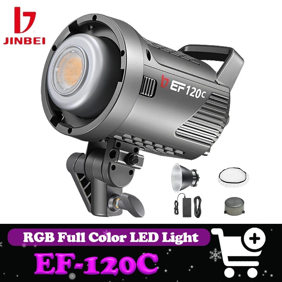 JINBEI EF-120C RGB Full Color Video Fill Light CRI 96 TLCI 97 2000k-10000k 120W COB Video Light for Live Streaming