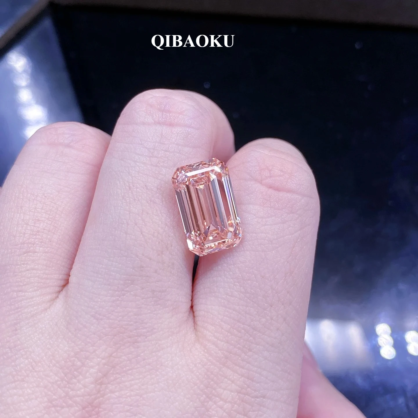 QIBAOKU 8.1CT Intense Pink lab grown diamond With IGI Certificate Emerald Shape cvd Diamonds for Women Wholesale Jewelry 2026