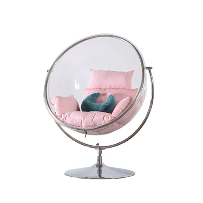Stainless steel chair transparent acrylic swing space bubble chair hemisphere cradle chair hanging blue Internet celebrity milk