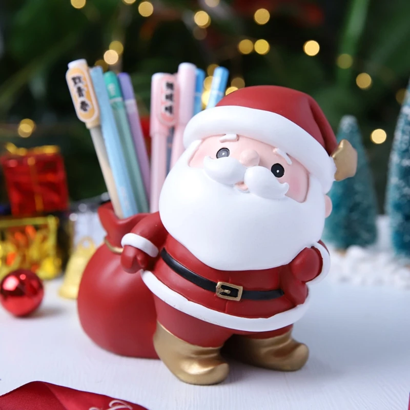 Hars Penhouder Kerstman Apple Tas Patroon Potlood Cup Voor Meisjes Jongens Kids Duurzaam Bureau Organizer Make Borstel Houder