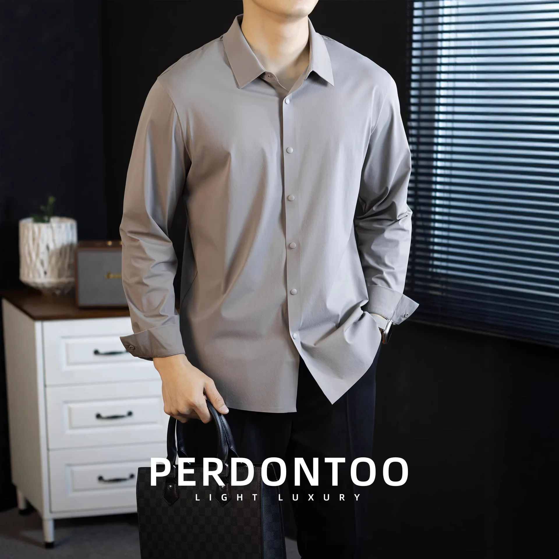 Men Light Business White Formal Shirt Long Sleeve, Cool Antibacterial Wrinkle Free Easy Care Office Commute Shirt