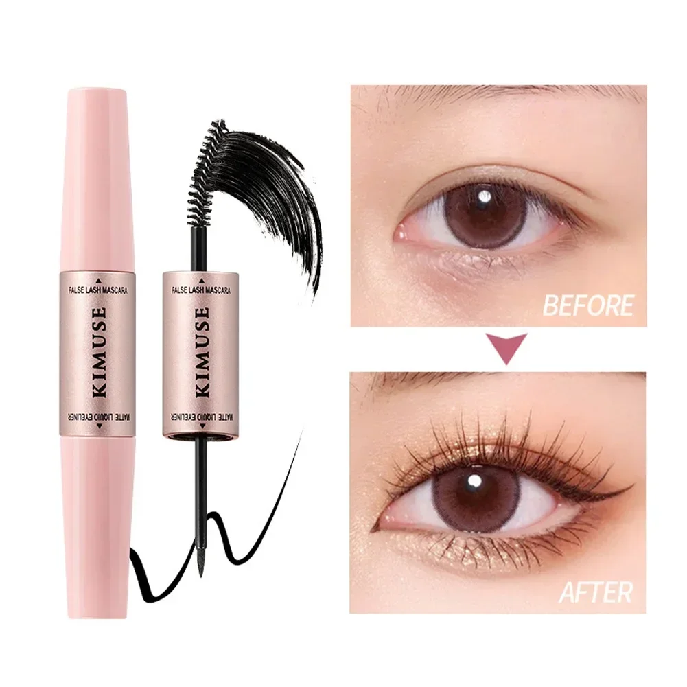 2 In 1 Mascara Fiber Primer Eyelashes Lengthening Natural Eye Lashes Makeup Waterproof Double Use Eyeliner Mascara