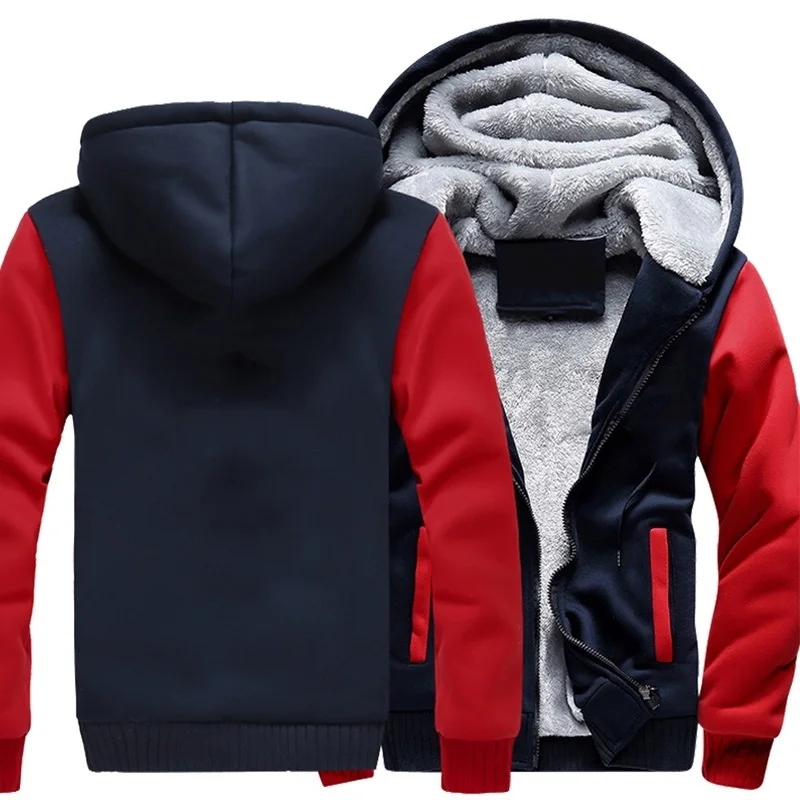 New Men\'s Jackets Coat Outdoors Fleece Warm Thicken Zipper Jackets Winter Hooded Coats