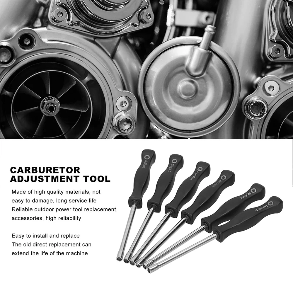 6PCS Carburetor Adjustment Tool 21 Teeth Splined&Pac Man&Single D&Double D&7-Teeth Splined Pac Man&Hexagon Carb Screwdriver