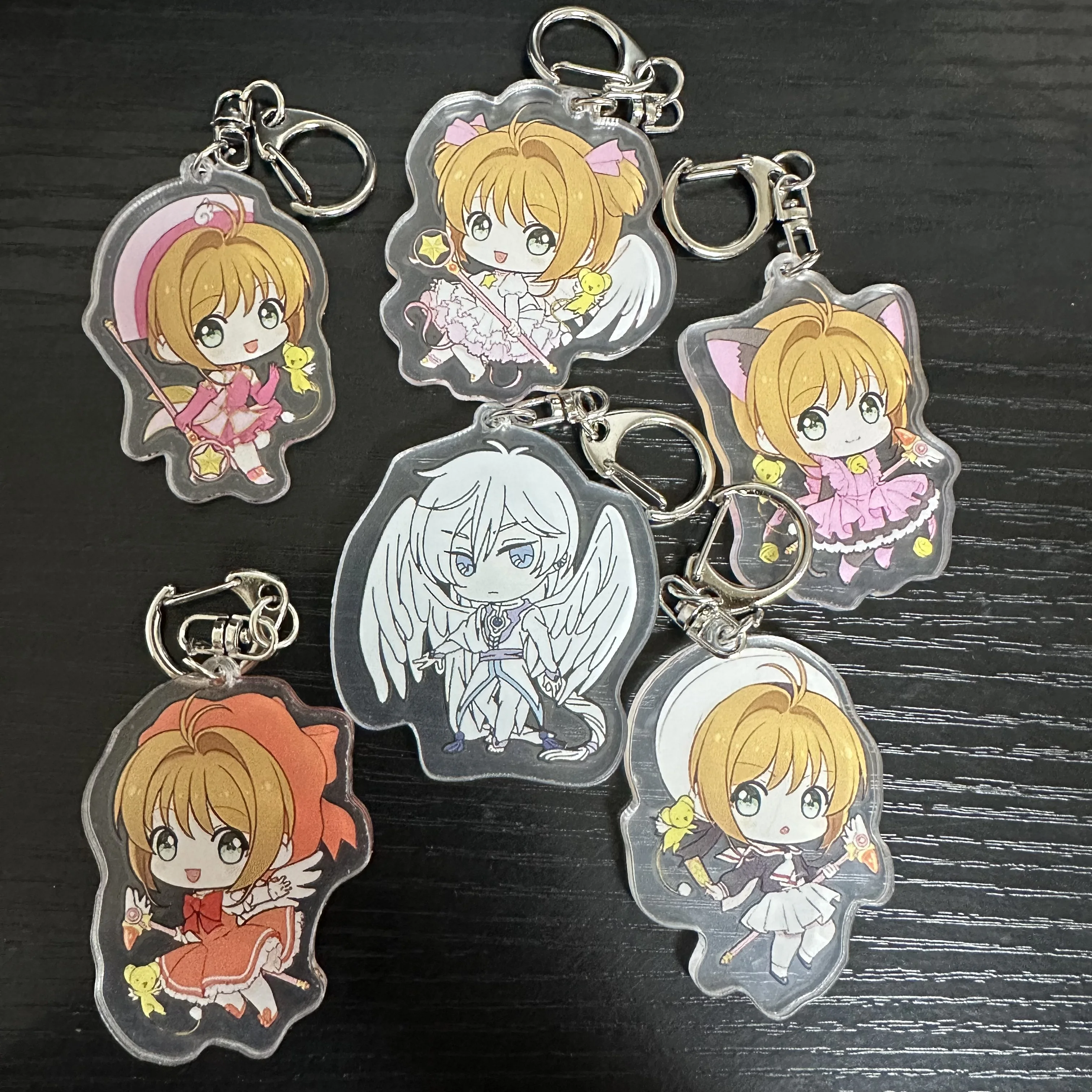 6CM Anime Card Captor Sakura Figures KINOMOTO SAKURA LI SYAORAN Cosplay Acrylic Keychains Kawaii Bag Accessories Fans Xmas Gifts