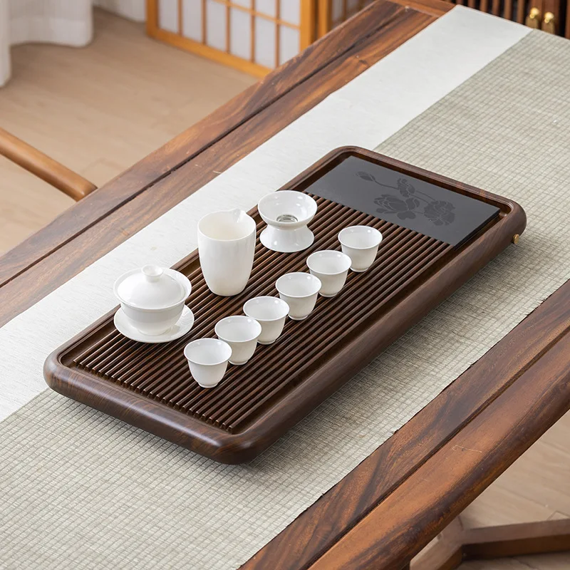 50*32 cm tea tray Solid wood home bakelite small tea table Wujin stone new high-end office kung fu tea set drainage tea sea