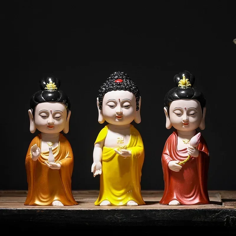 

Ceramic western three holy statues， Chinese Tathagata ，Guanyin Buddha Statue Home living room decoration Lucky statue