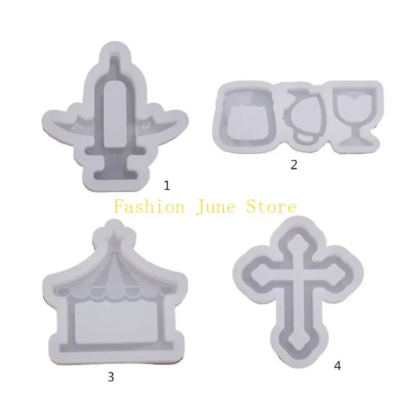 

N5KA Crosses/Cup/Tent Silicone Mold Casting Molds Epoxy Resin Shaker Mold for DIY Pendant Jewelry Decoration Making