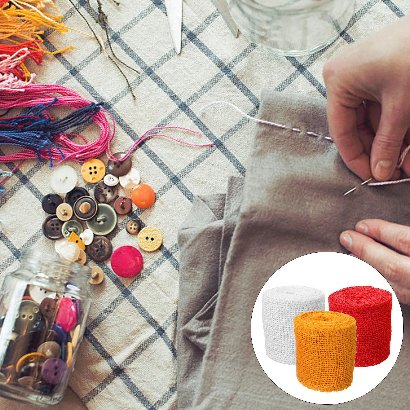 

3Pcs Rustic Burlap Ribbon Rolls Natural Colors DIY Wedding Decoration Gift Wrapping Floral Garland Crafts Jute Linen Ribbon