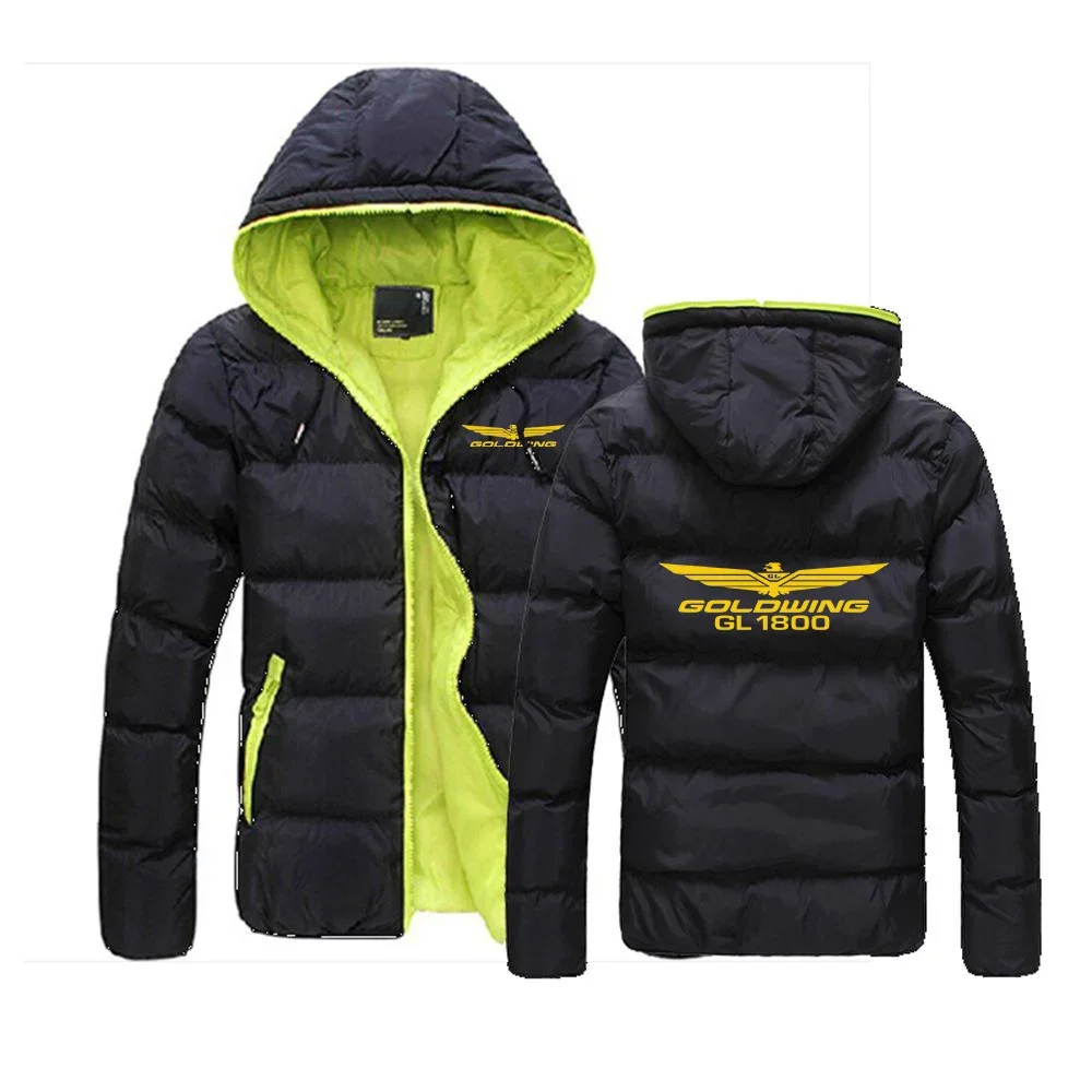 

Goldwing GL1800 Japan Motocycles 2024 Men's New Winter Color Block Hooded Jacket Cotton Padded Thick Warm Outwear Tracksuit Top