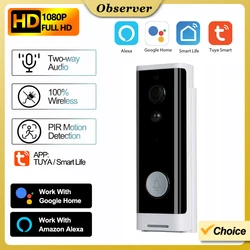 Tuya Wifi Deurbel Home Outdoor 1080P Draadloze Deurbel Batterij Aangedreven Camera Bel Met Alexa Google Deurbel Cam Smart Life