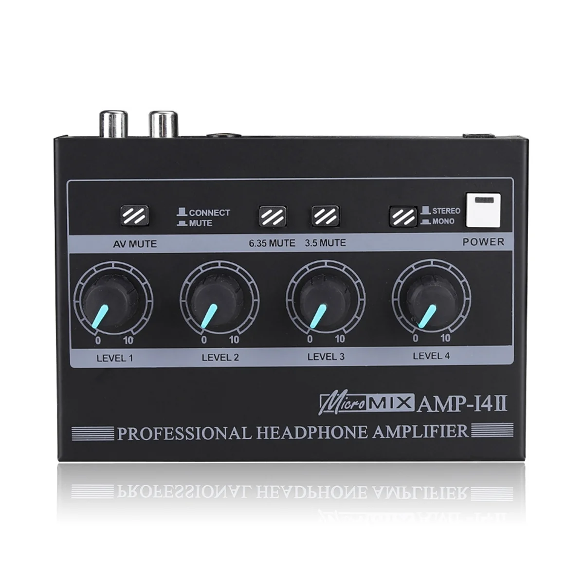 

AMP‑I4Ⅱ Professional 4 Channel Headphone Amplifier Audio Compact Stereo Amp+6.35mm 3.5mm Input Volume Control US Plug