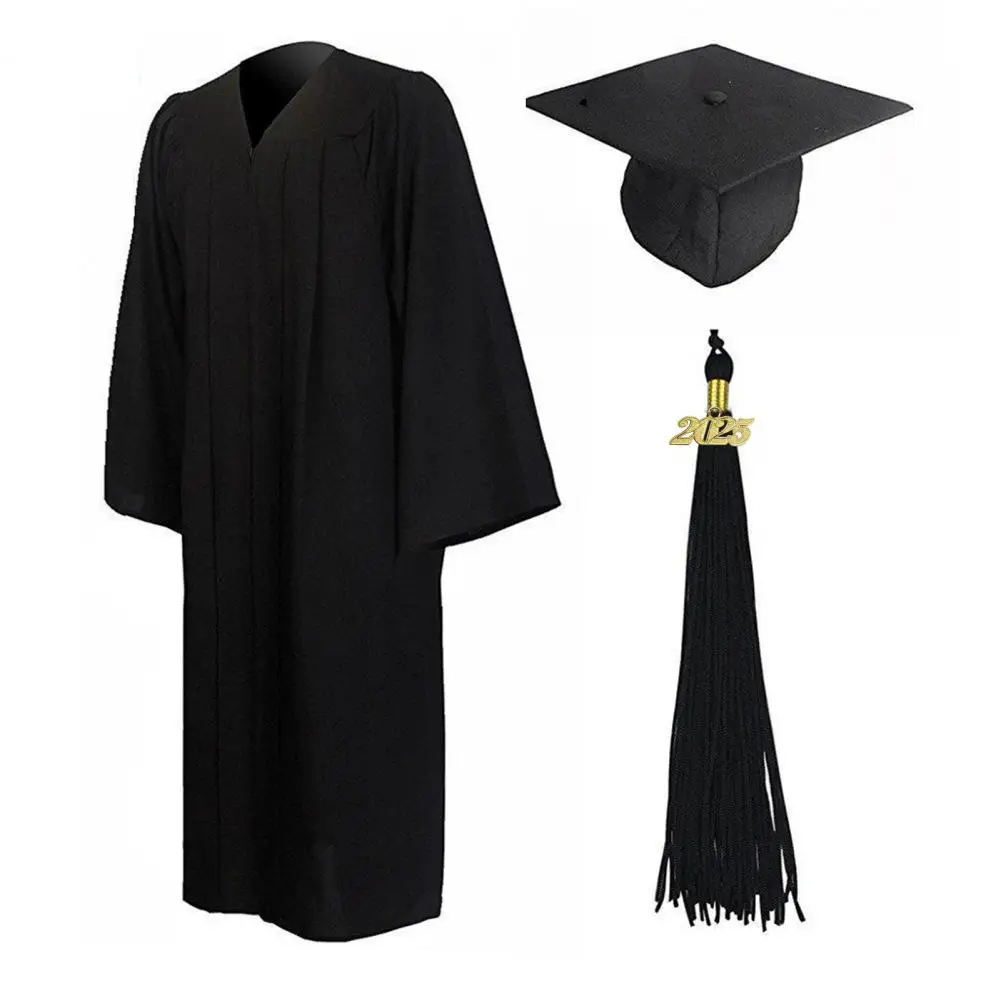 Black Graduation Bachelor Uniform With Hat 2025 Liberal Arts Student Graduation Robe Doctor Master Graduation Party Clothes