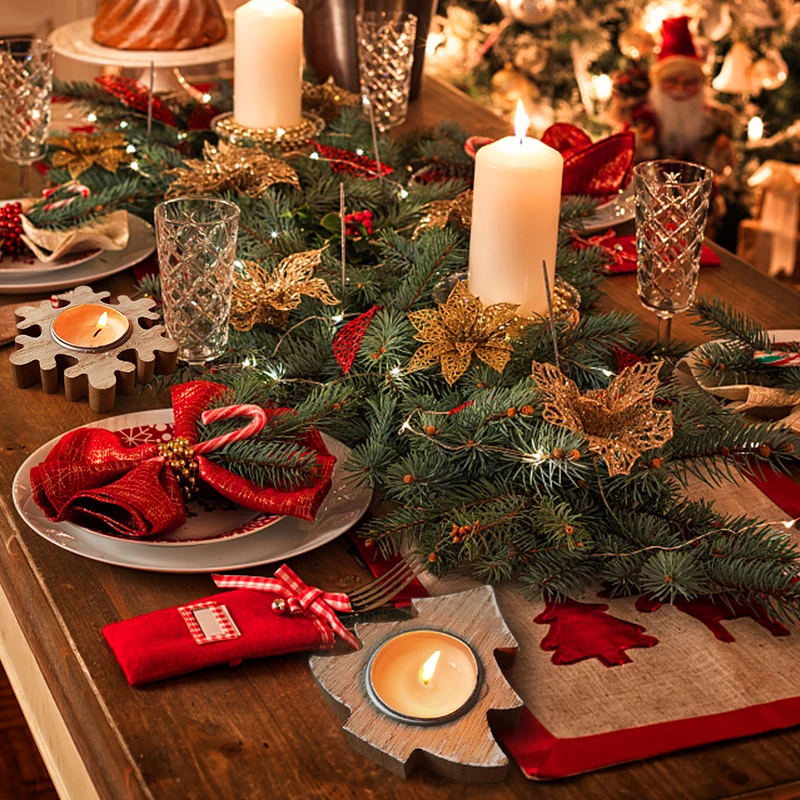 Christmas Tree Snowflake Wooden Candle Holder Candlestick 2023 Christmas Decorations For Home Xmas Table Ornaments New Year Gift - Image 6