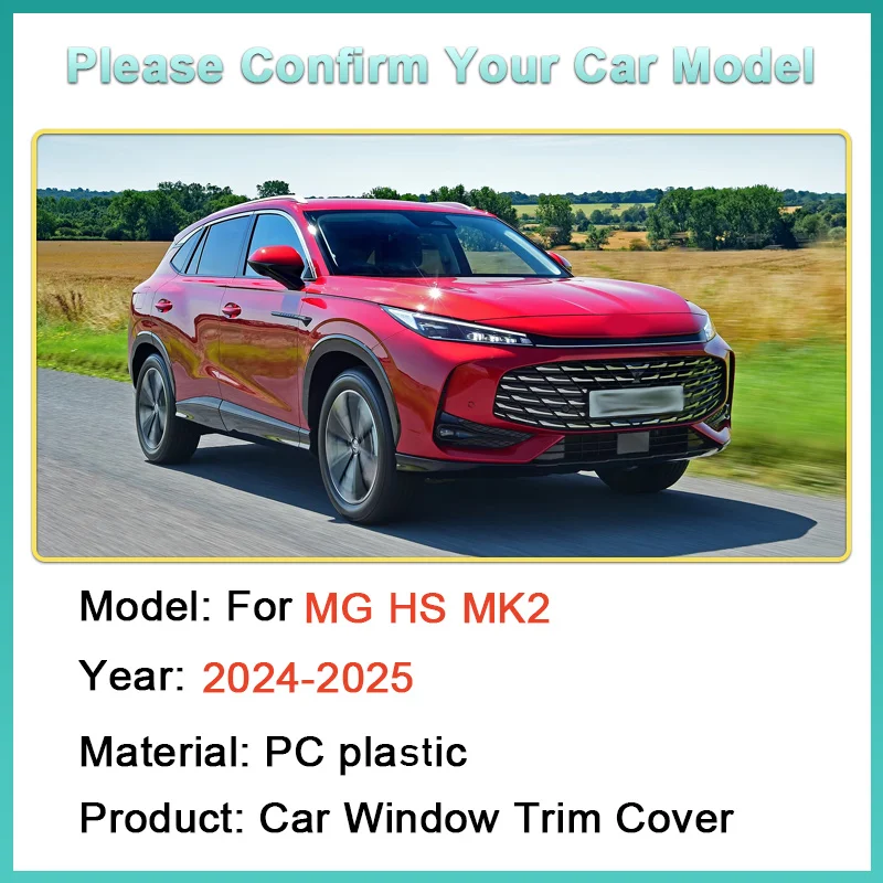 Car Window Trim For MG HS MK2 2024 2025 Roewe RX5 D5X MK3 Black Middle Column Sticker Dedicated Molding Cover Car Accessories