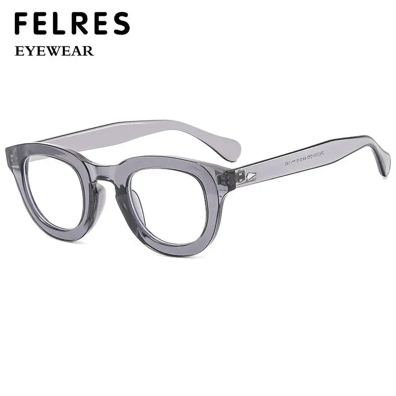FELRES Vintage Anti Blue Light Round Reading Glasses High Definition Presbyopic Eyeglasses Anti-Glare Magnifying Readers+1.25