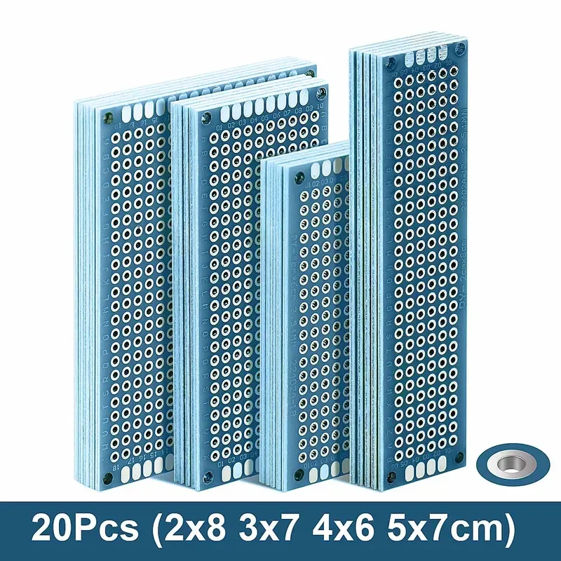 20pcs Blue PCB Prototype Board Prototboard Universal Stripboard Prototyping Veroboard 2x8 3x7 4x6 5x7 5Pcs Each Value