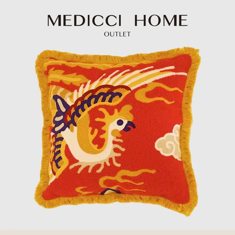 

Medicci Home японское искусство Солнце Птица Феникс Дракон наволочка Роскошный бутик искусства декоративная наволочка для свадебного дома