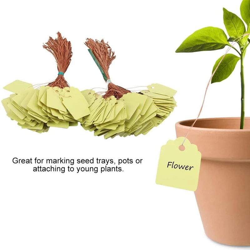 200Pcs Plant Hanging Tag Waterproof Plastic Labels Reusable Garden Markers Blank Nursery Seed Name Tags with Strings