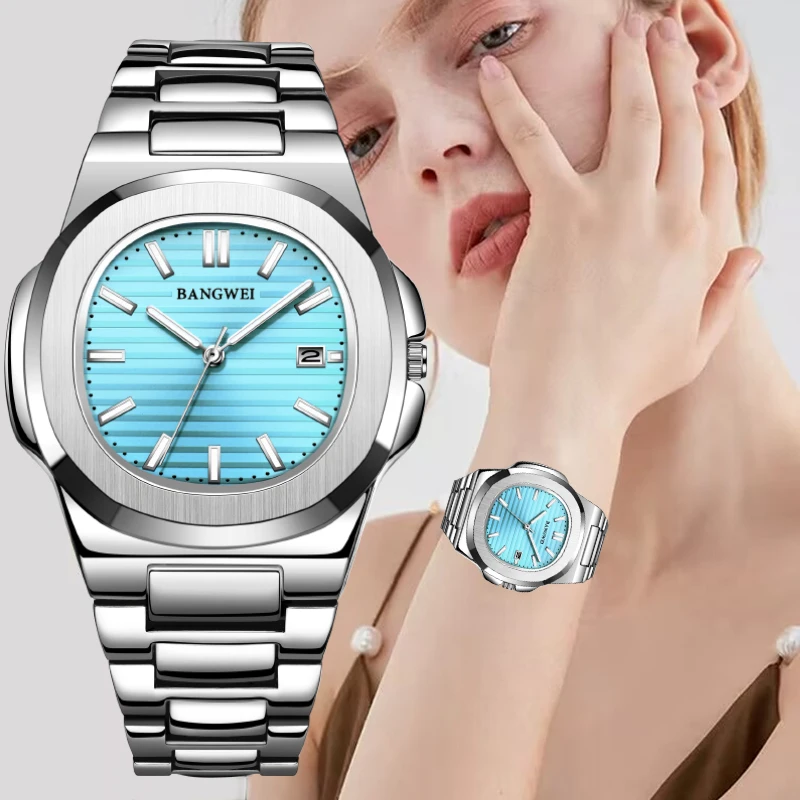 LIGE 2024 New Luxury Women Watch Fashion Waterproof Watch Ladies Luminous Date Stainless Steel Square Quartz Relogio Feminino