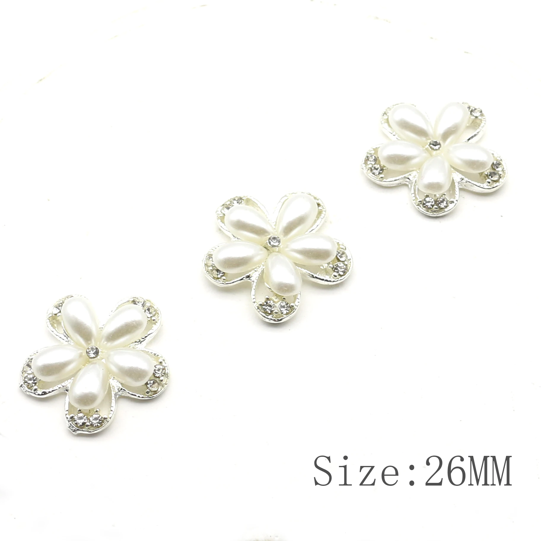 26MM10 Pieces Of Flower Pearl Alloy Five Petal Flower Fan Decorative Shoe Bag Brooch DIY Accessory Materials