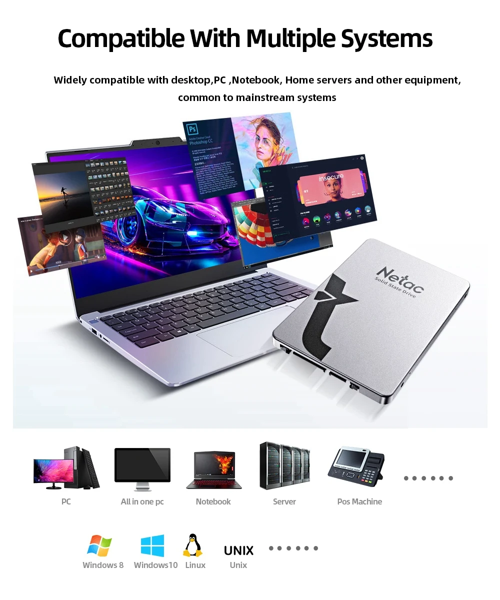 Netac SSD 1TB 2TB SATA 2,5 Zoll HDD SSD 128GB 256GB 512GB SSD-Laufwerk Festkörperlaufwerk für Desktop – Detail 9