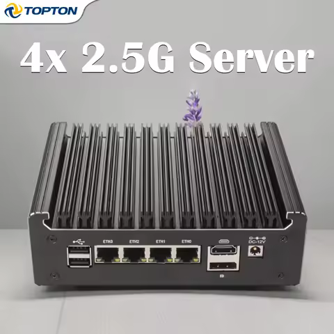 Topton Fanless Mini PC Intel N150 i5-8250U (4x 2.5G LAN i226-V) Firewall Router Support pfSense/Proxmox/ESXi Silent Mini Server