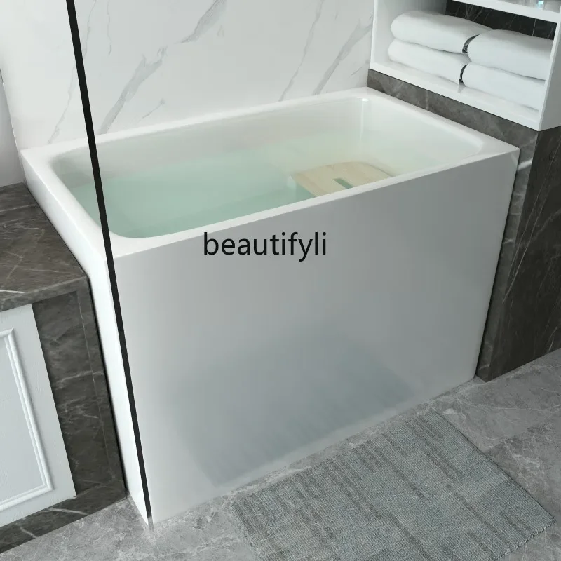 

Small apartment household independent acrylic thin edge movable small deep soaking tub